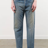 Chimala Apparel Womens Denim Used Ankle Cut 13.5 oz Selvedge Denim in Medium Distress