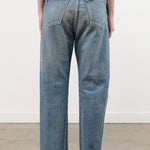 Chimala Apparel Womens Denim Used Ankle Cut 13.5 oz Selvedge Denim in Medium Distress