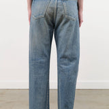 Chimala Apparel Womens Denim Used Ankle Cut 13.5 oz Selvedge Denim in Medium Distress