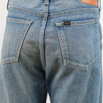 Chimala Apparel Womens Denim Used Ankle Cut 13.5 oz Selvedge Denim in Medium Distress