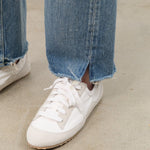 Chimala Apparel Womens Denim Used Ankle Cut 13.5 oz Selvedge Denim in Medium Distress