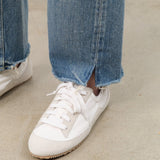 Chimala Apparel Womens Denim Used Ankle Cut 13.5 oz Selvedge Denim in Medium Distress