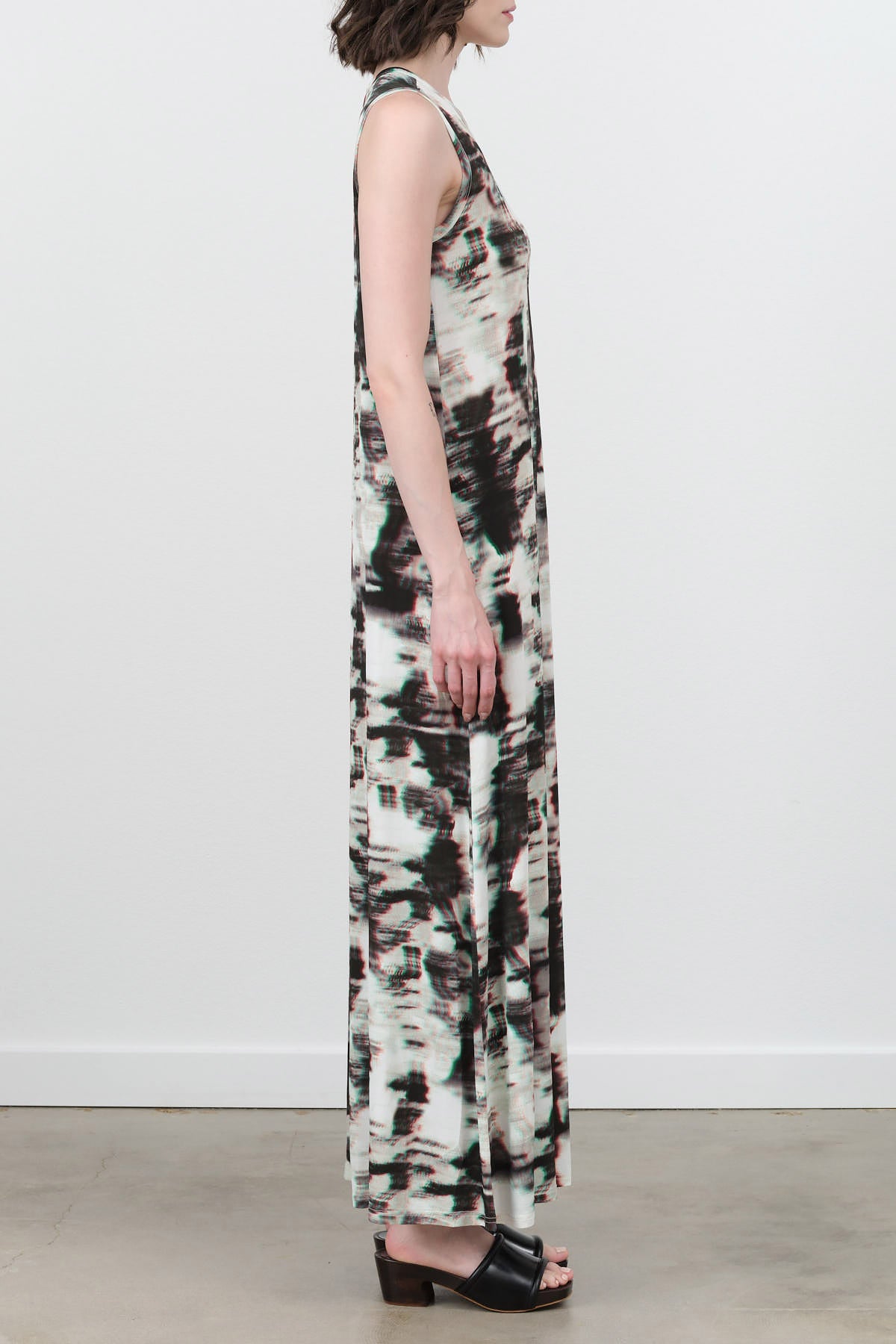 Sale Christian Wijnants Dalmanu Long Jersey Dress Floor Length Maxi in Screen Anaglyph Desert Print