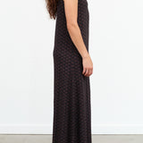 Christian Wijnants Designer Brand Turtle Neck Dawa Maxi Dress in Dark Brown Wavelet Pattern