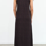 Sleeveless Turtle Neck Dawa Maxi Dress in Dark Brown Wavelet Pattern by Christian Wijnants Designer Brand