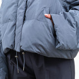 Jani Puffer Cropped Coat with Zipper and Pockets and Zipper by Designer Christian Wijnants in Smoky Blue Grey