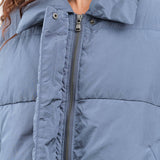 Jani Puffer Cropped Coat with Zipper and Pockets and Hidden Zipper by Designer Christian Wijnants in Smoky Blue Grey