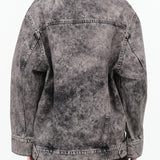 Long Sleeve Button Up Denim Jaya Jacket in Acid Wash Arctic Grey Black Denim by Christian Wijnants Designer Brand