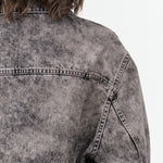 Acid Wash Arctic Grey Black Denim Long Sleeve Button Up Denim Jaya Jacket by Christian Wijnants Designer Brand