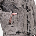 Christian Wijnants Designer Brand Acid Wash Arctic Grey Black Denim Long Sleeve Button Up Denim Jaya Jacket