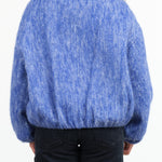 Christian Wijnants Designer Brand Oversized  Balloon Long Sleeve Joelle Zip Up Jacket in Blue Melange Felt