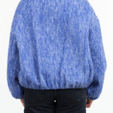 Christian Wijnants Designer Brand Oversized  Balloon Long Sleeve Joelle Zip Up Jacket in Blue Melange Felt