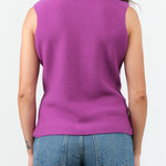 Sleeveless Wool Turtle Neck Kewili Top in Dark Orchid Purple Pink by Designer Christian Wijnants