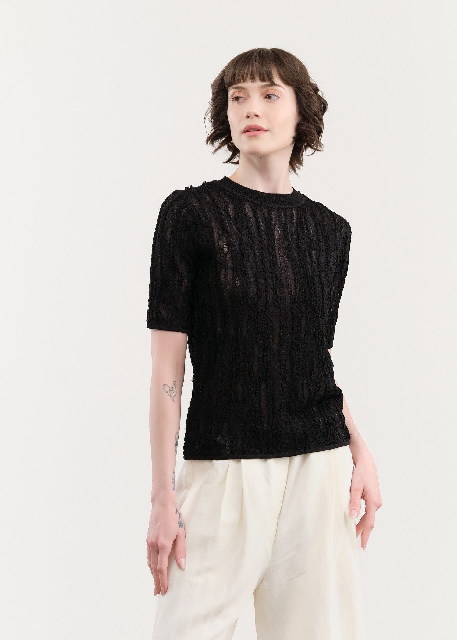 Christian Wijnants Apparel Womens Sweaters Kibo Short Sleeve Knitted Top