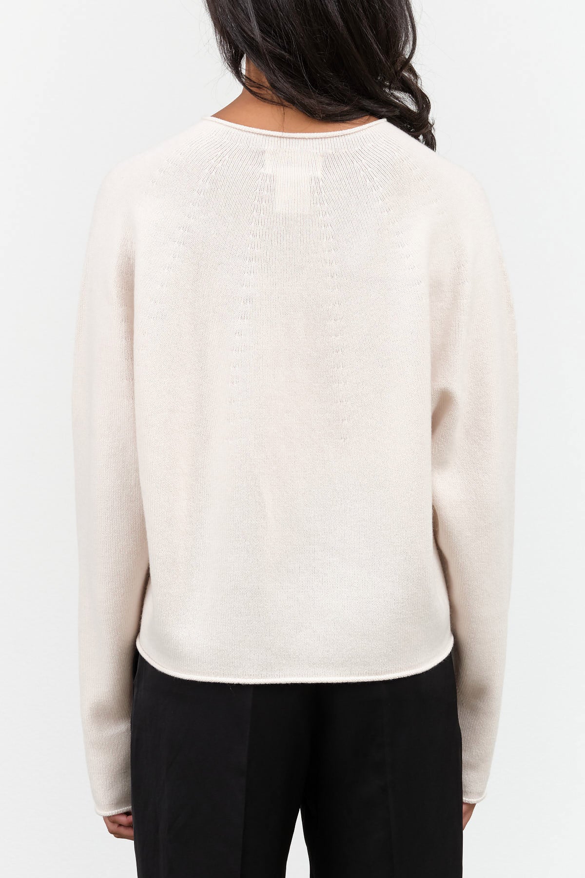 Off White Wool and Cashmere Long Sleeve Kishiki Sweater by Designer Christian Wijnants