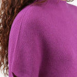 Short Sleeve Wool and Cashmere High Neck Klanni Sweater Dark Orchid Pink and Purple by Designer Christian Wijnants 