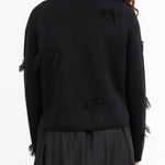 Black Kunao Long Sleeve Cashmere Sweater with Fil Coupe Distressing by Christian Wijnants Designer Brand