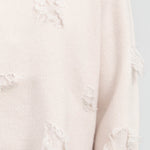 Kunao Long Sleeve Cashmere Sweater with Fil Coupe Distressing in Off White Cream by Christian Wijnants Designer Brand