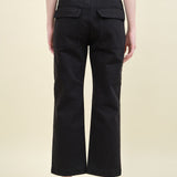 Black Panjad Cropped Work Casual Trousers by Christian Wijnants