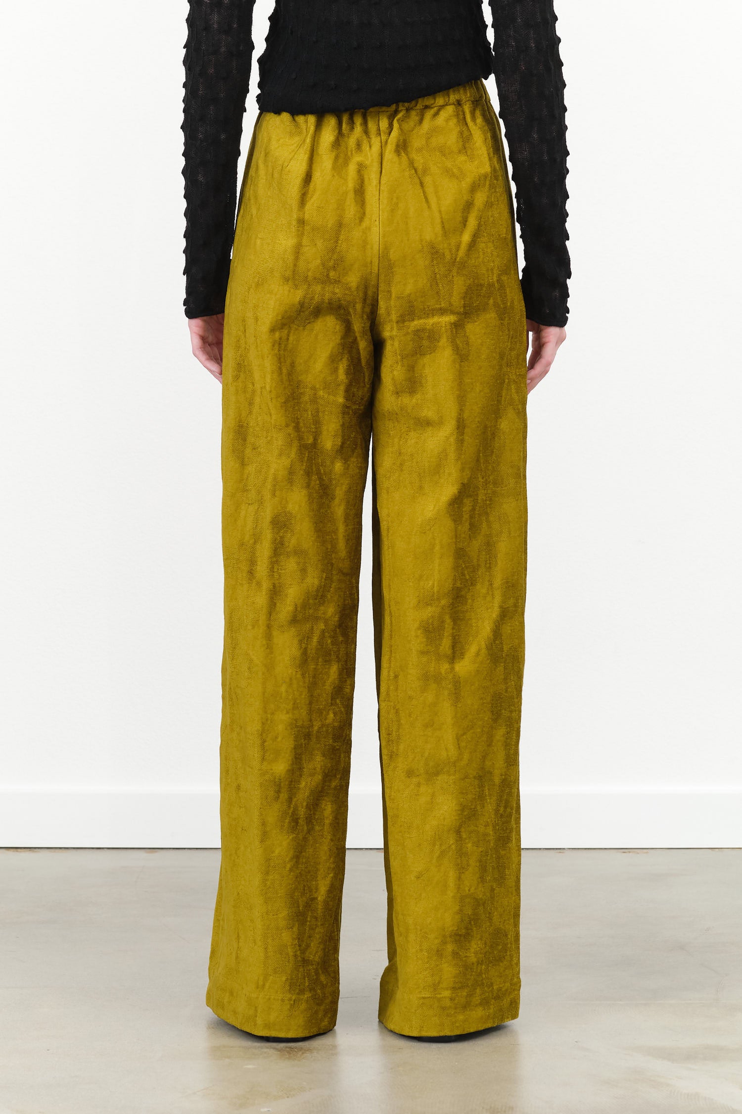 High Waisted Pisha Wide Leg Pants with Pockets in Golden Velour by Christian Wijnants Designer Brand