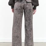 High Waisted Wide Leg Presca Pants in Acid Wash Arctic Grey Black Denim by Christian Wijnants Designer Brand 