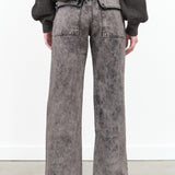 High Waisted Wide Leg Presca Pants in Acid Wash Arctic Grey Black Denim by Christian Wijnants Designer Brand 