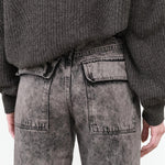 Acid Wash Arctic Grey Black Denim High Waisted Wide Leg Presca Pants by Christian Wijnants Designer Brand 