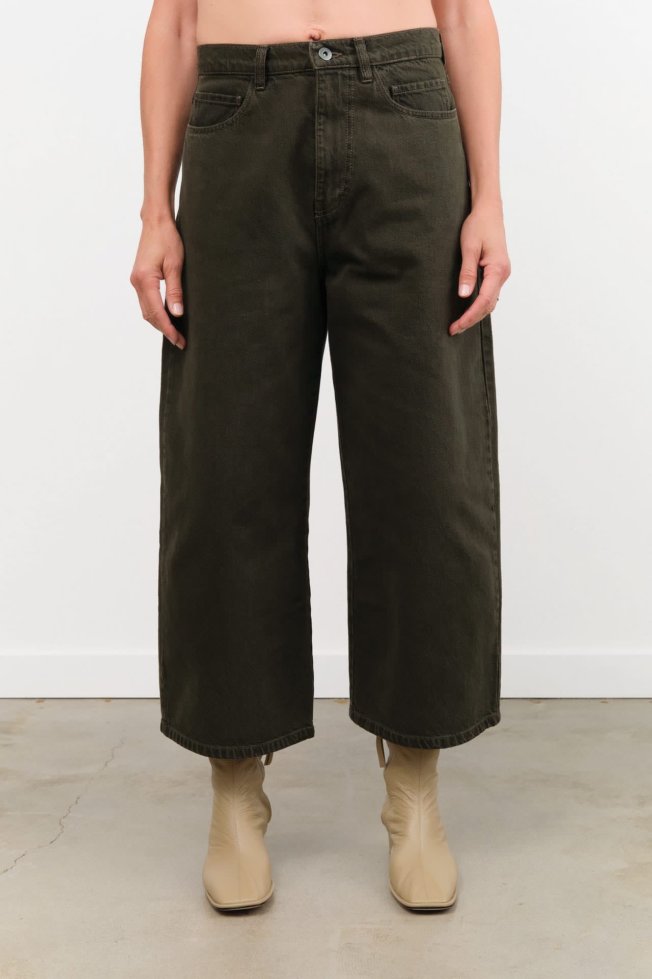 Christian Wijnants Apparel Womens Denim Pully Wide-Fit Cropped Trousers