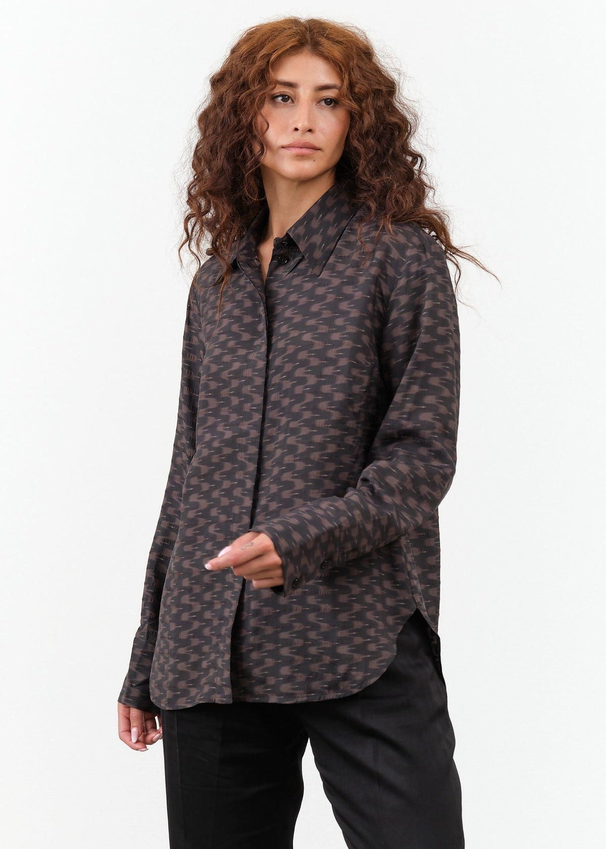 Christian Wijnants Apparel Womens Blouses Taaba Shirt Dark Brown Wavelet / 34