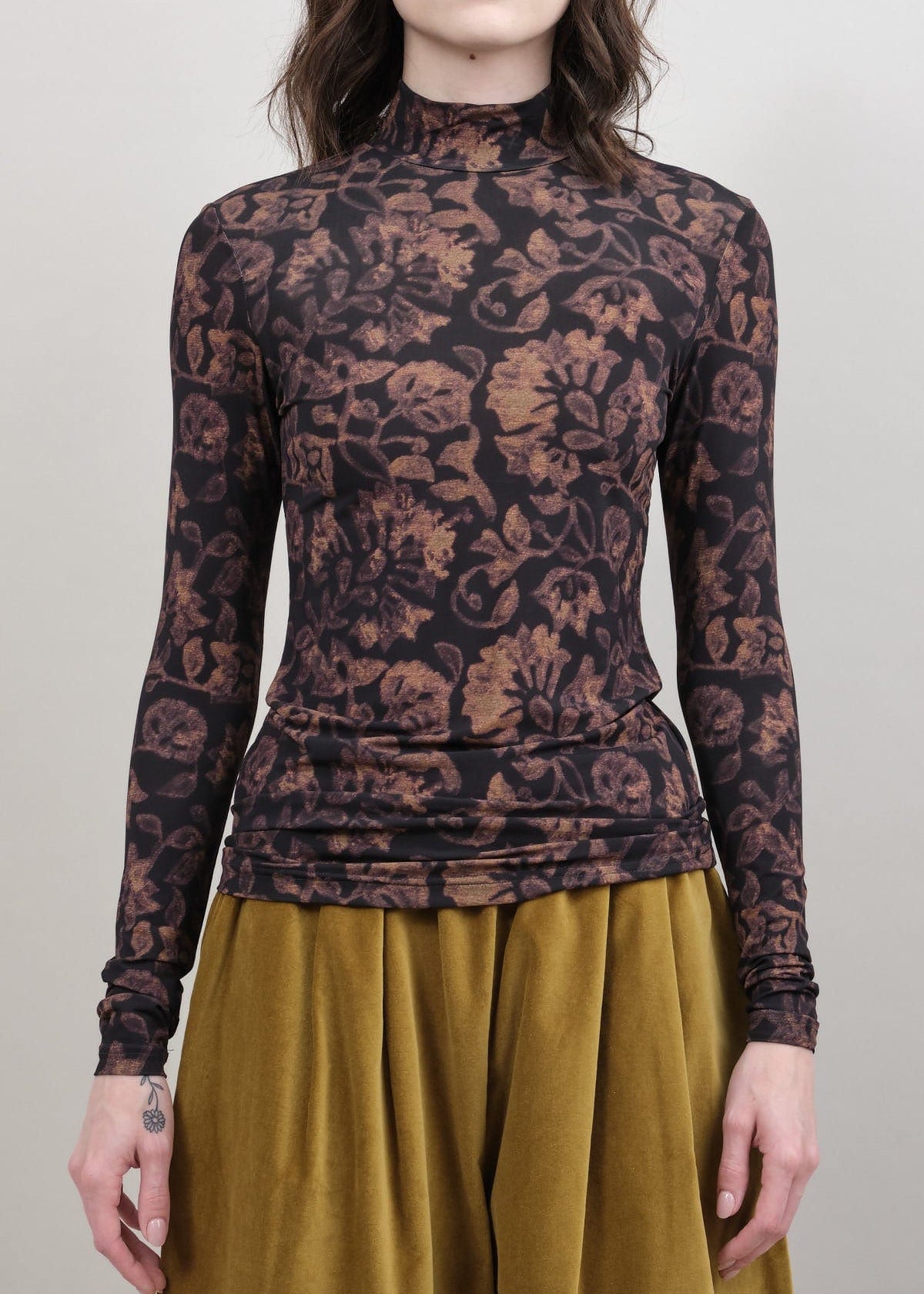 Christian Wijnants Apparel Womens Blouses Taj Jersey Turtleneck Top Camelia Mocha / XSmall