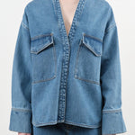 Christian Wijnants Apparel Womens Blouses Tarosa Shirt in Blue Denim