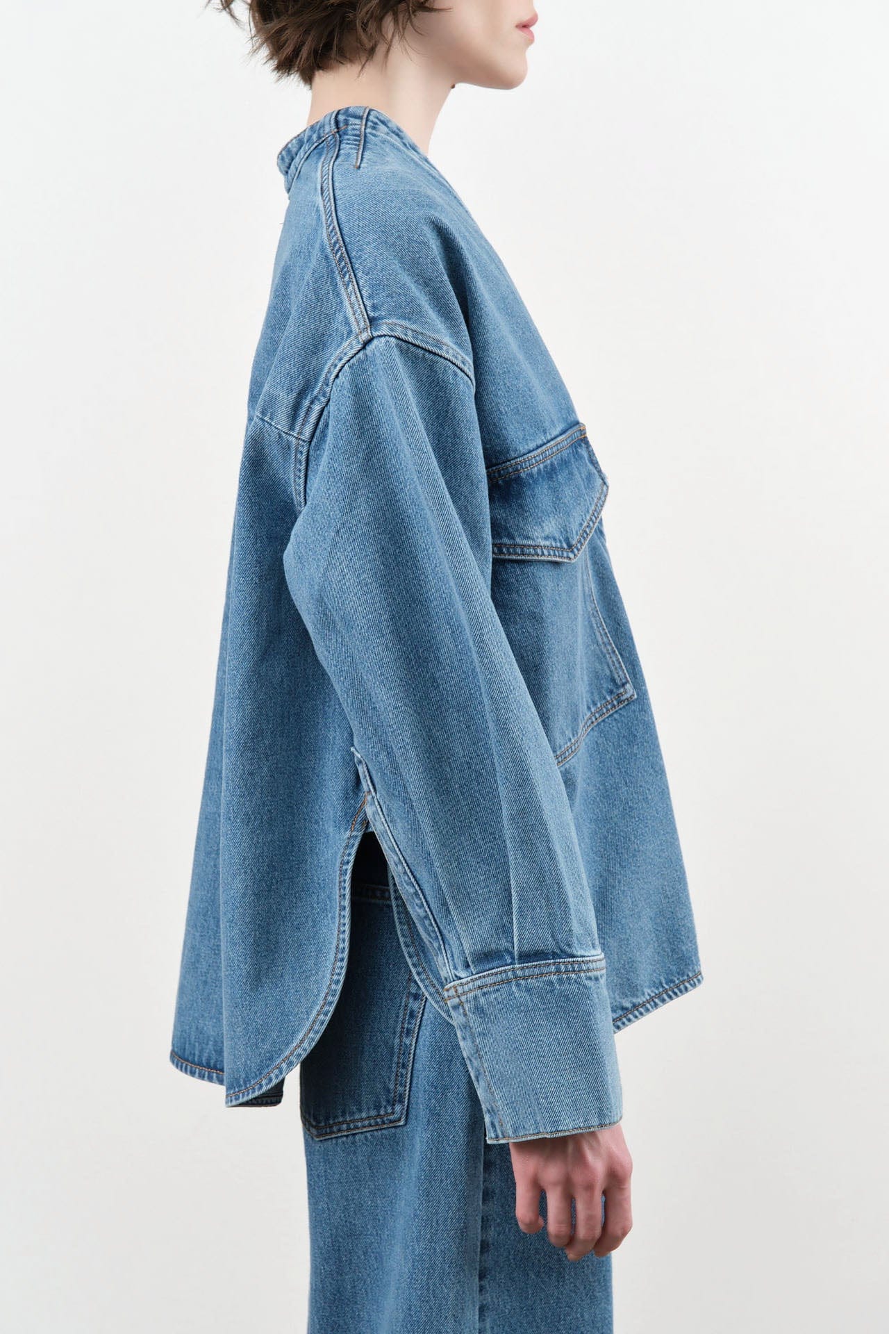 Christian Wijnants Apparel Womens Blouses Tarosa Shirt in Blue Denim