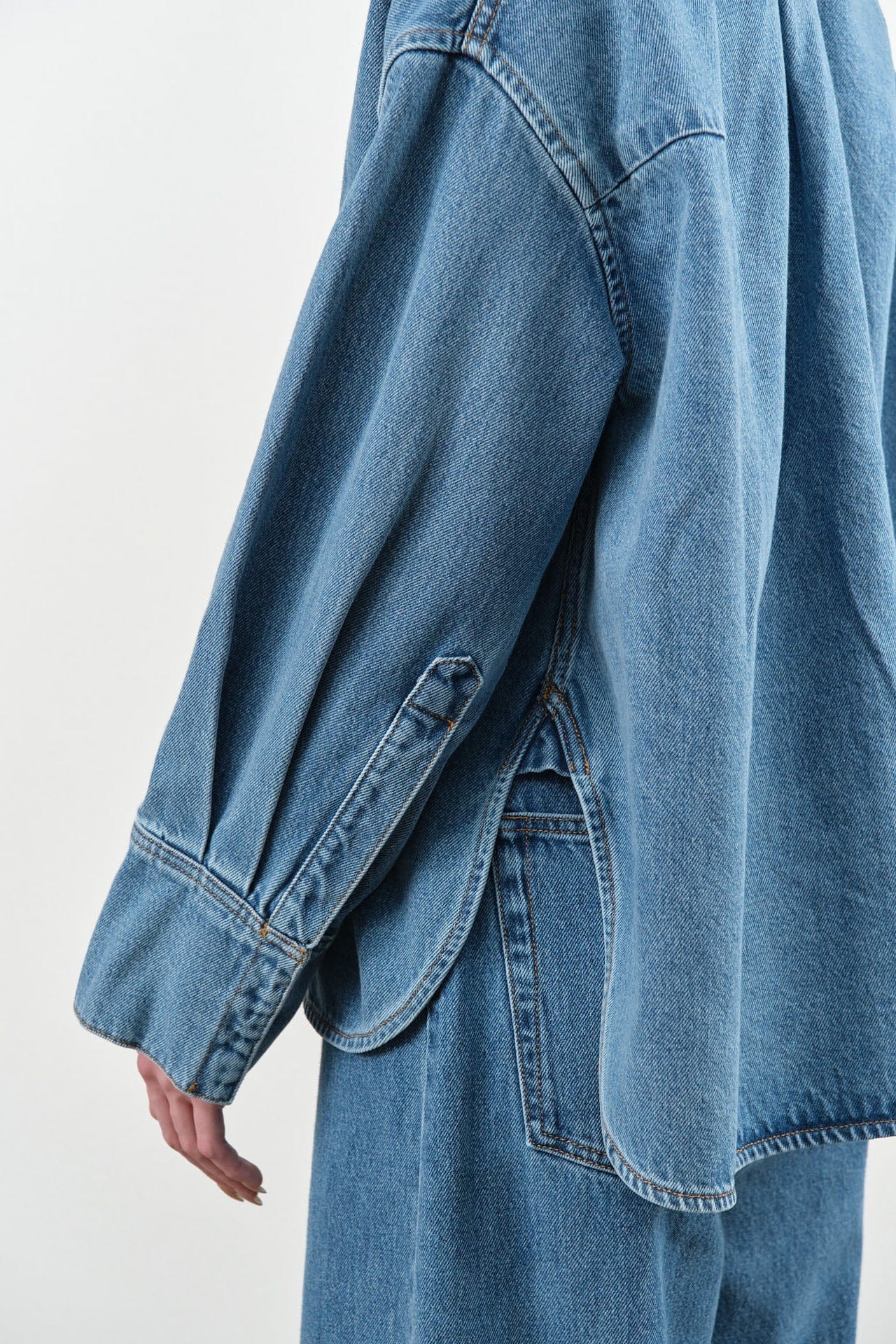 Christian Wijnants Apparel Womens Blouses Tarosa Shirt in Blue Denim