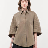 Christian Wijnants Apparel Womens Blouses Tialle Top in Olive Marine Stripe