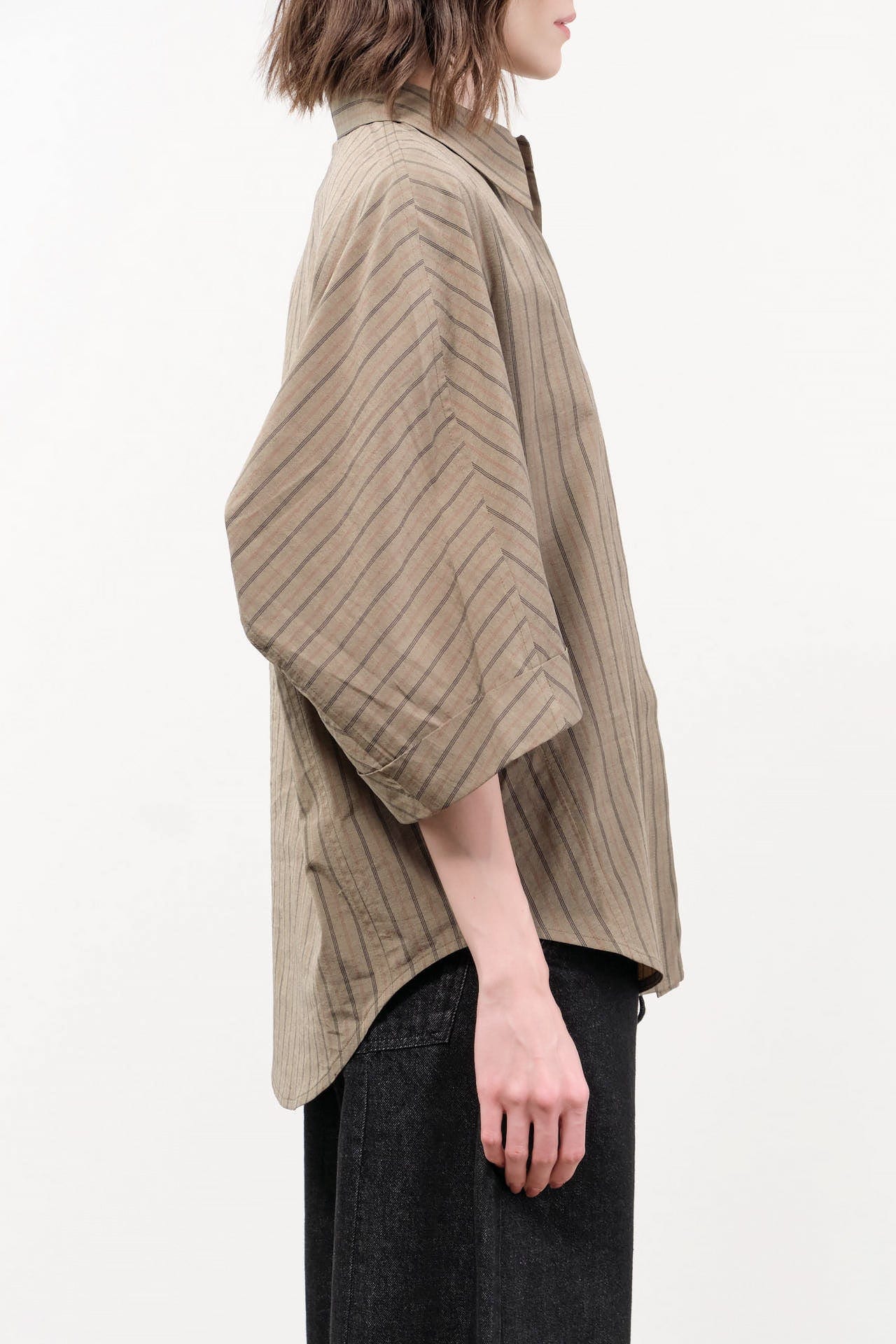 Christian Wijnants Apparel Womens Blouses Tialle Top in Olive Marine Stripe