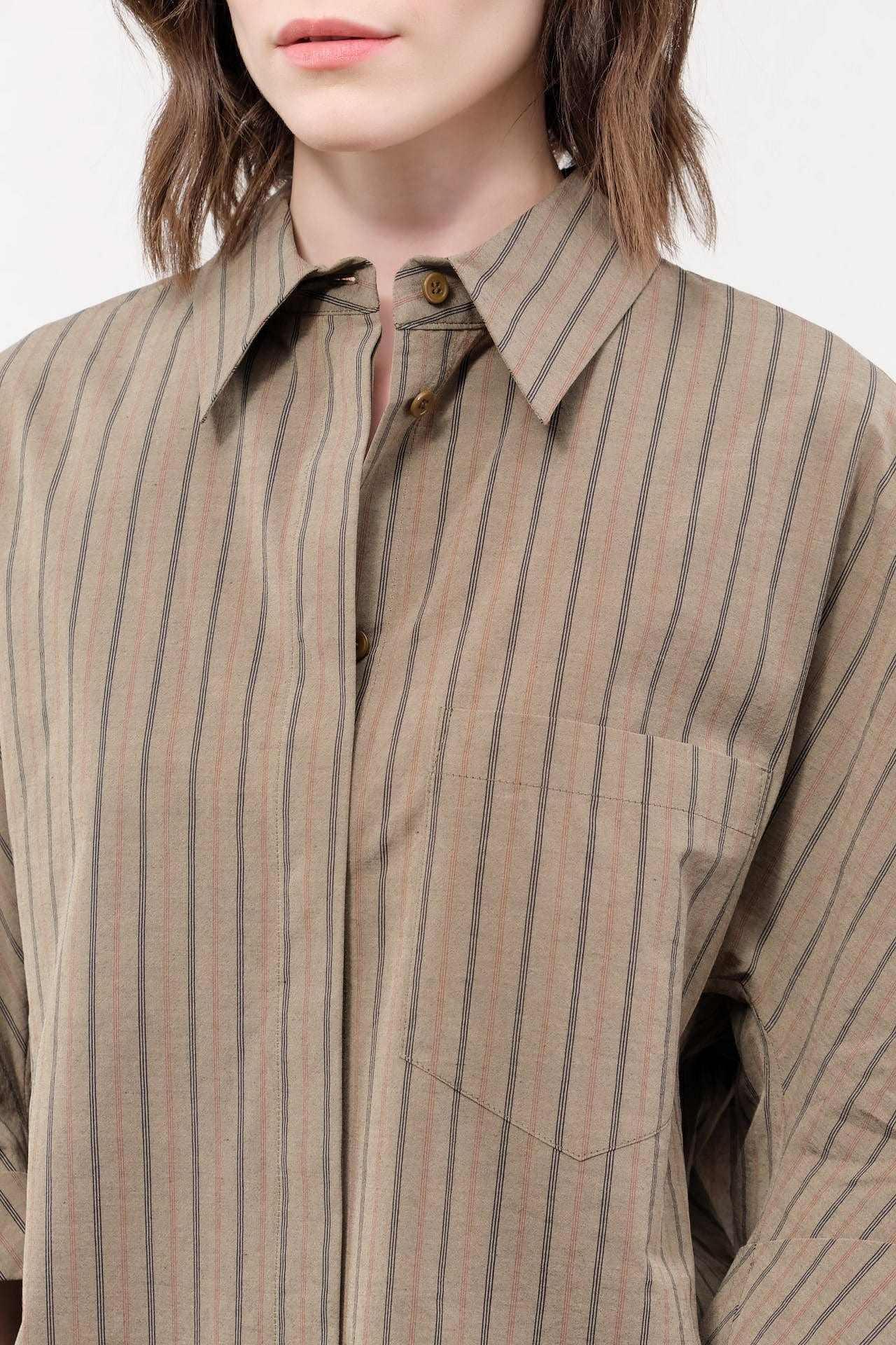 Christian Wijnants Apparel Womens Blouses Tialle Top in Olive Marine Stripe