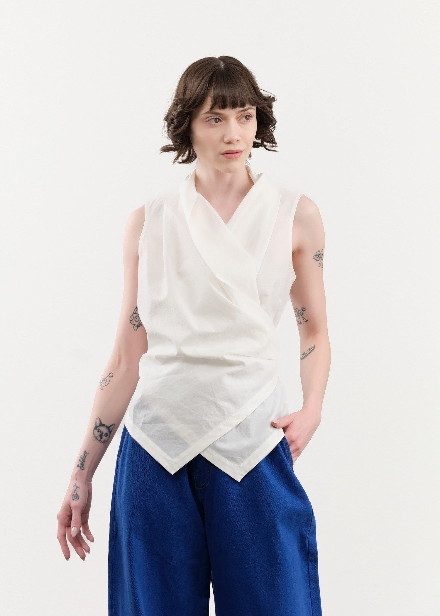 Christian Wijnants Apparel Womens Blouses Tilayo Wrap Around Top in Off White