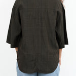 Oversized Boxy Short Sleeve Button Up Shirt Toby Shirt in Forest Check by Christian Wijnants Designer Brand