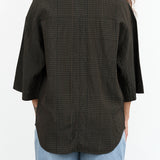 Oversized Boxy Short Sleeve Button Up Shirt Toby Shirt in Forest Check by Christian Wijnants Designer Brand