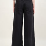 Christian Wijnants Panjim Pleated Denim Wide Leg Trousers in Black Denim 