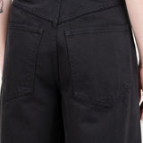 Black Denim Wide Leg Panjim Pleated Denim Trousers by Christian Wijnants