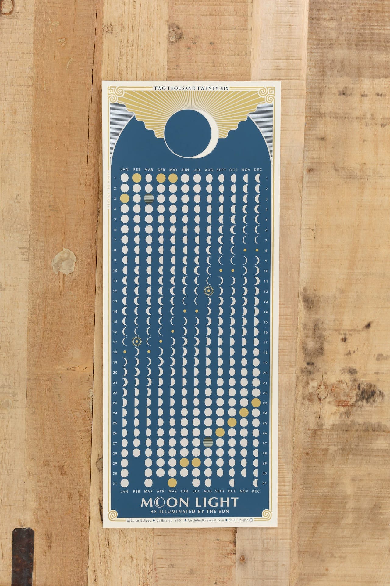 Circle and Crescent Art Prints 2026 Moon Print Sea / 24" L X 9.5" W