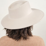 Wide Brim Dai Hat in Alabaster Wool Felt Suede by Clyde