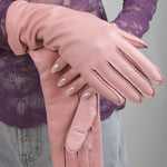Clyde Raw Seam Classic Leather Gloves in Rose