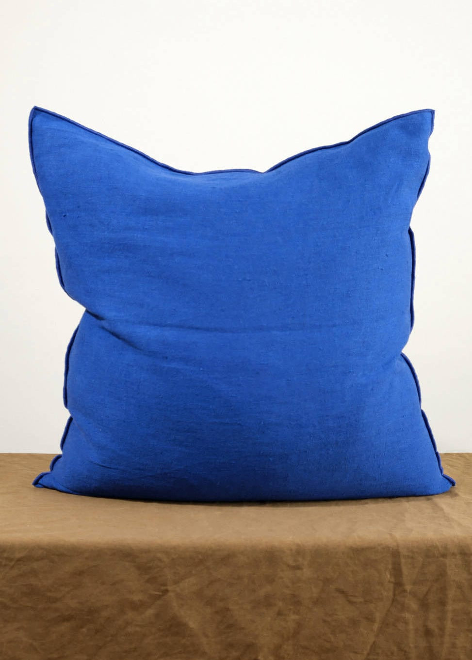 Maison De Vacances Home Pillows 26" X 26" Crumpled Washed Linen Vice Versa Cushion in Cobalt Cobalt/Indigo / 26" X 26"