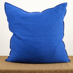 Front view of 26" X 26" Crumpled Washed Linen Vice Versa Cushion in Cobalt