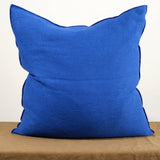 Front view of Maison De Vacances 26" X 26" Crumpled Washed Linen Vice Versa Cushion in Cobalt