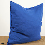 Angle view of 26" X 26" Crumpled Washed Linen Vice Versa Cushion in Cobalt