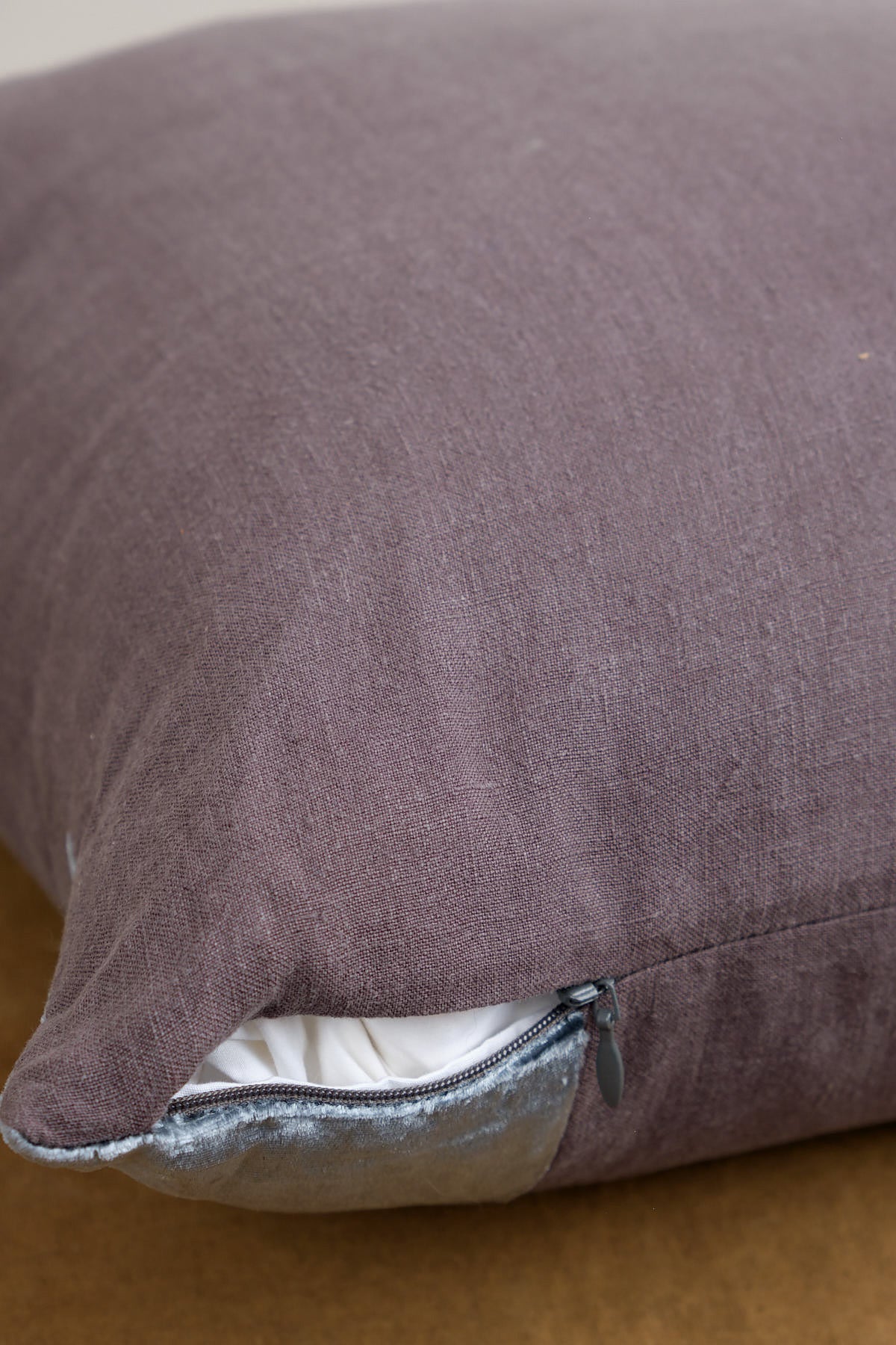 Zipper on Checkered Velvet Pillow in Charcoal