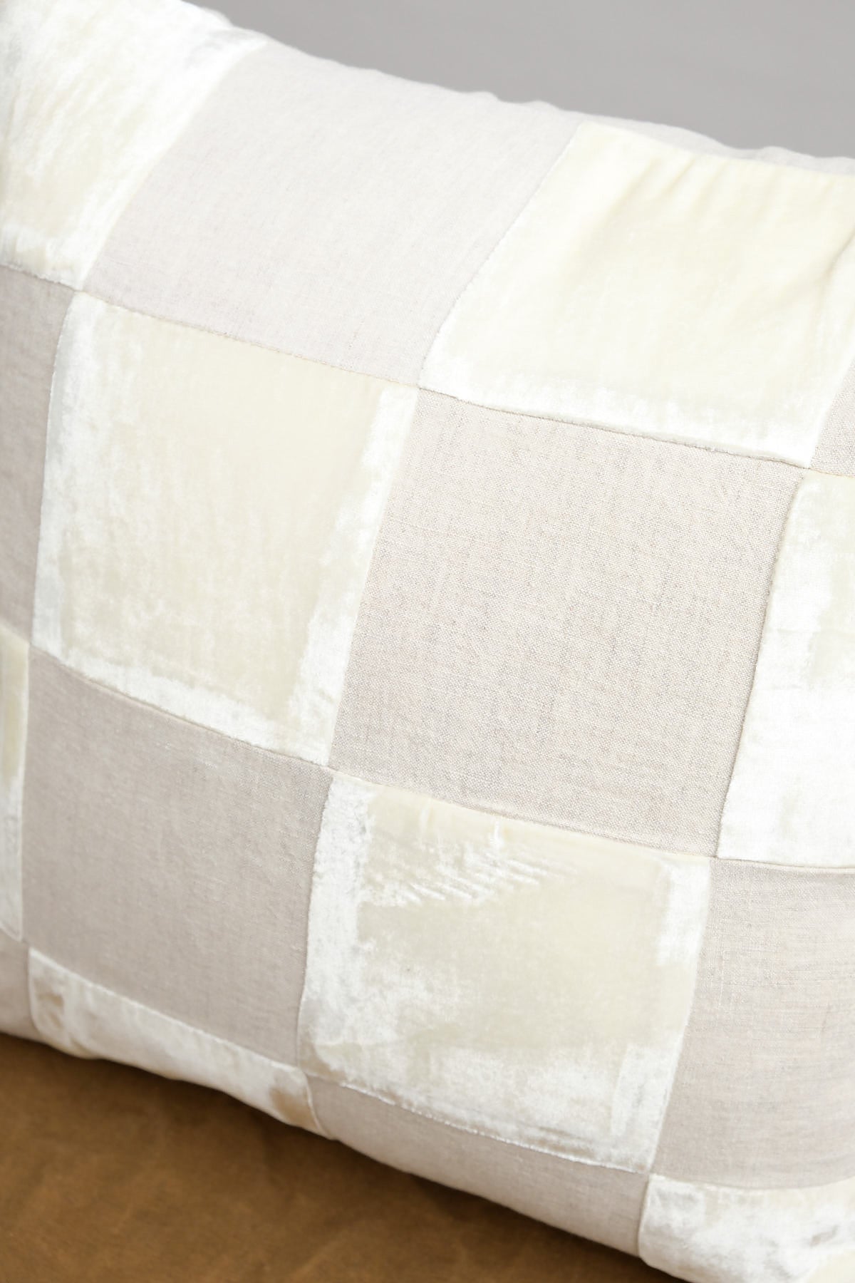 Linen and Velvet Checkered Pillow Correll Correll
